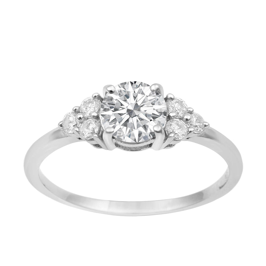 Moissanite Cluster Tapered Accent Ring – Sterling Silver