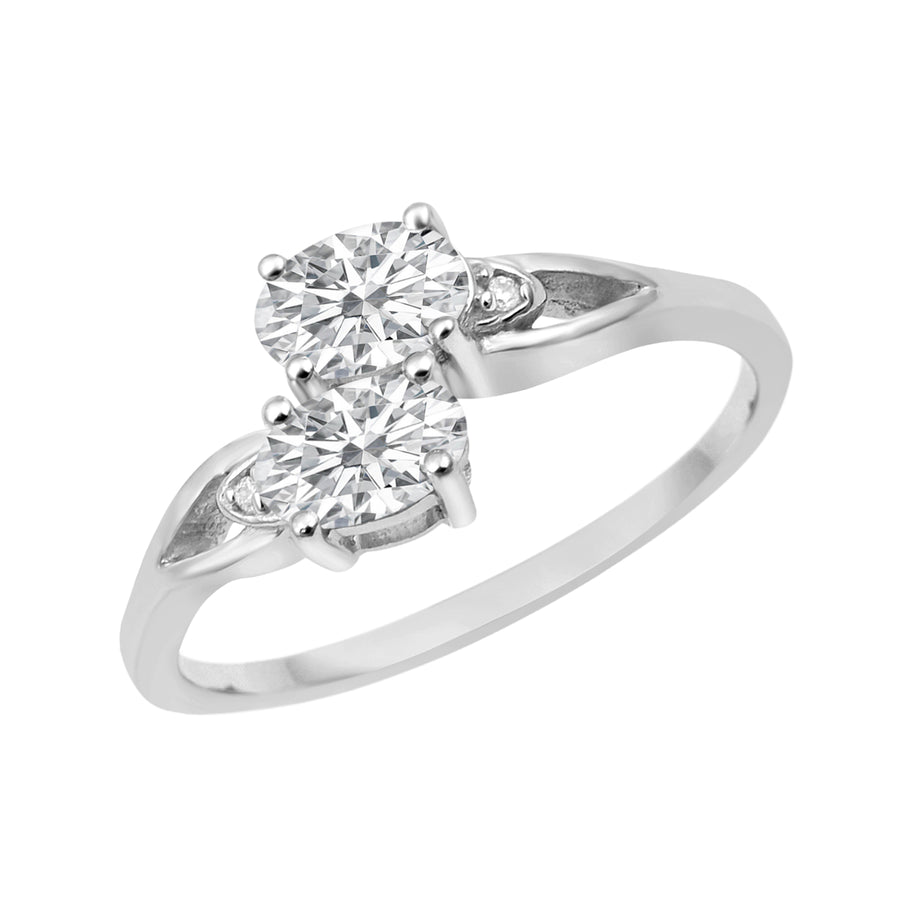 Moissanite Two Stone Bypass Promise Ring – Sterling Silver
