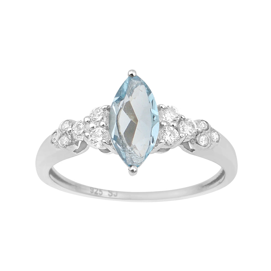 Aquamarine Cluster Ring - Sterling Silver