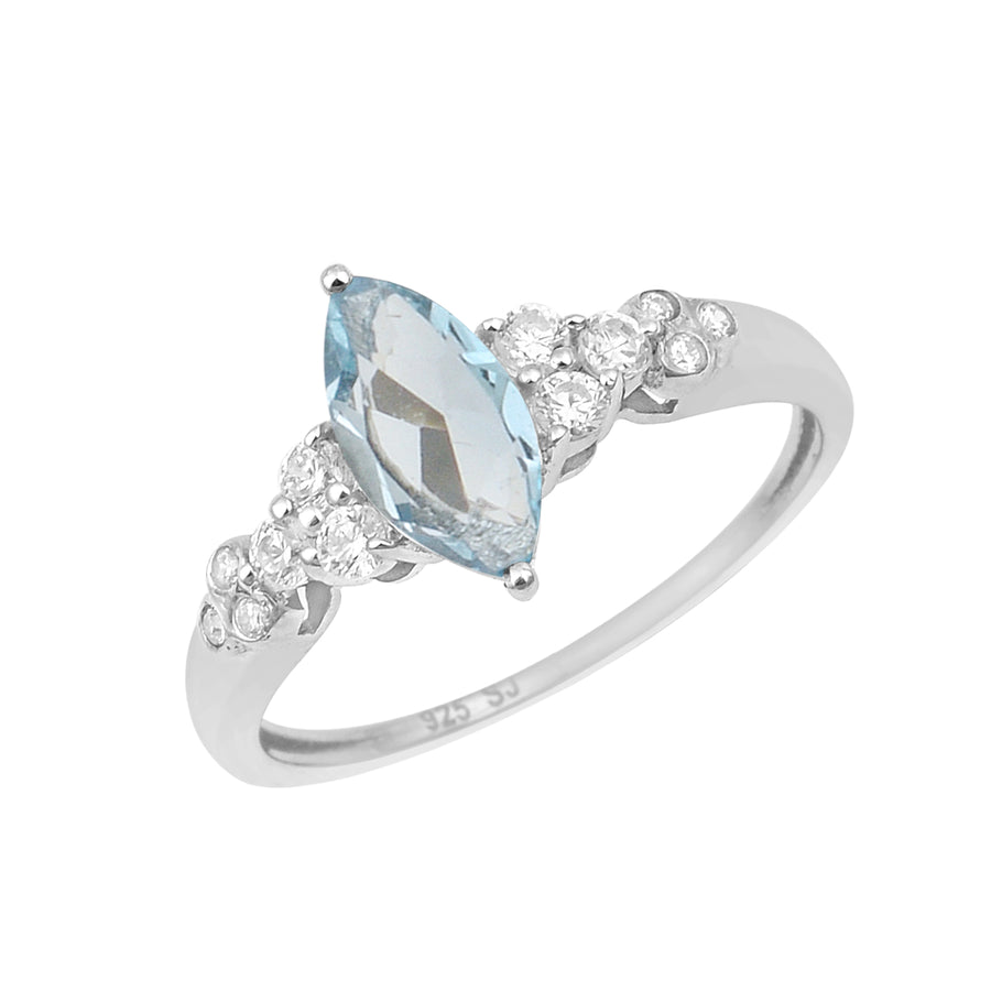 Aquamarine Cluster Ring - Sterling Silver