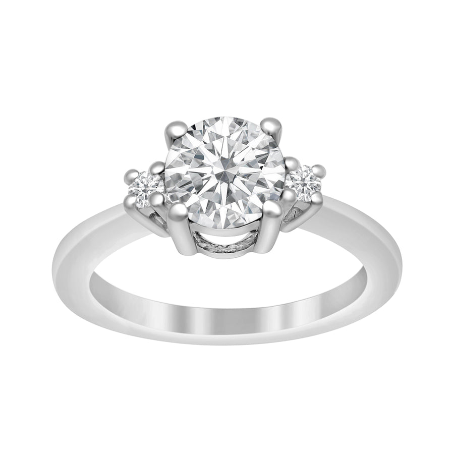 Moissanite Three Stone Ring - Sterling Silver