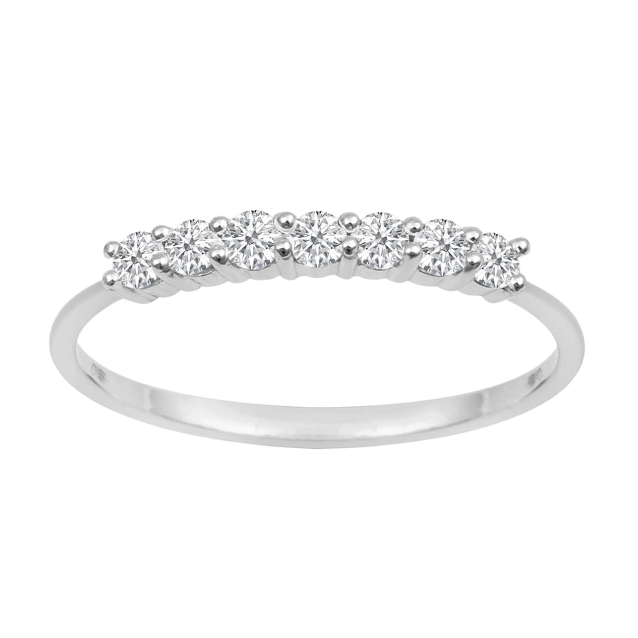 Moissanite Seven Stone Half Eternity Band Ring – Sterling Silver