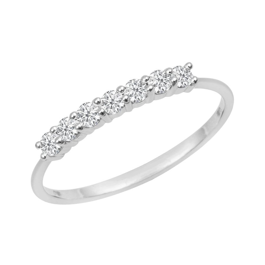 Moissanite Seven Stone Half Eternity Band Ring – Sterling Silver