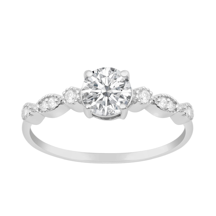 Moissanite Round Solitaire Ring - Sterling Silver