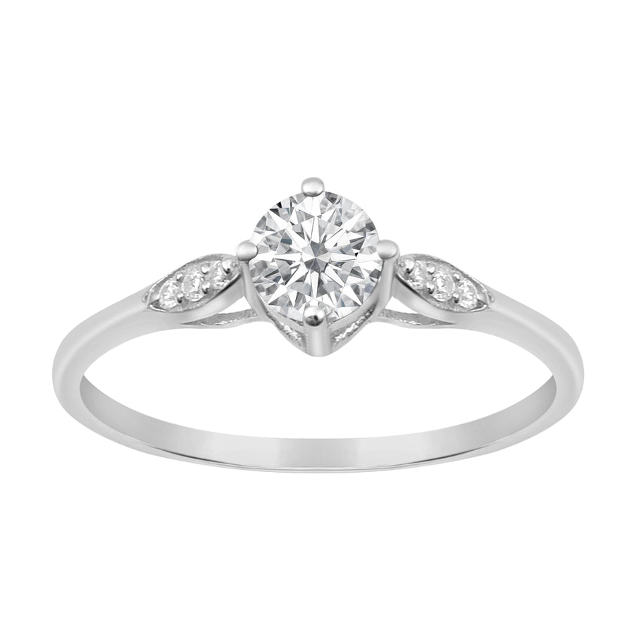 Moissanite Solitaire Ring -Sterling Silver