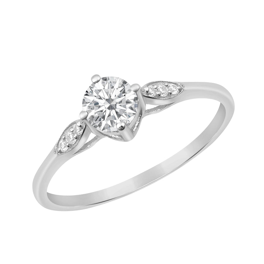 Moissanite Solitaire Ring -Sterling Silver