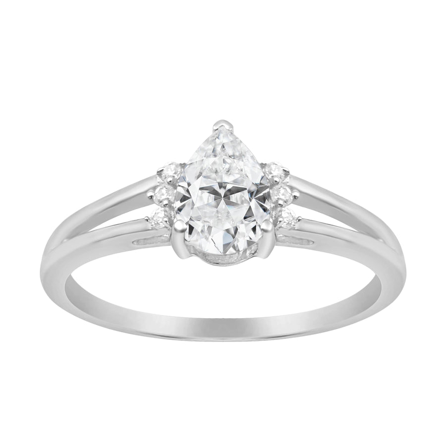 Moissanite Split Shank Ring -Sterling Silver