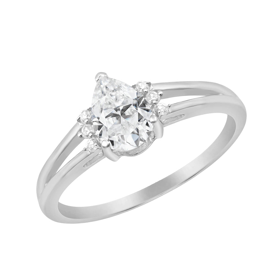 Moissanite Split Shank Ring -Sterling Silver