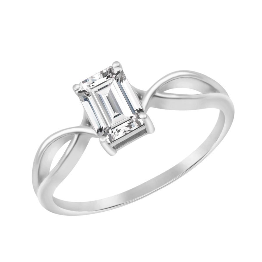 Moissanite Solitaire Wedding Ring - Sterling Silver