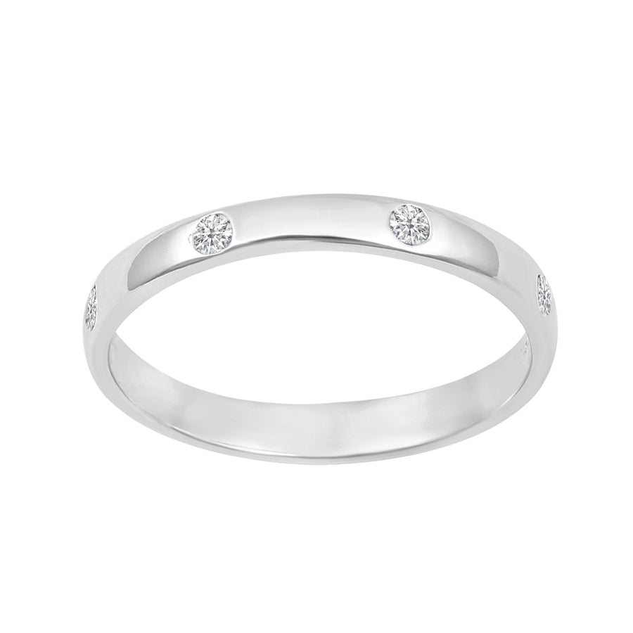 Moissanite Flush-Set Stackable Ring - Sterling Silver