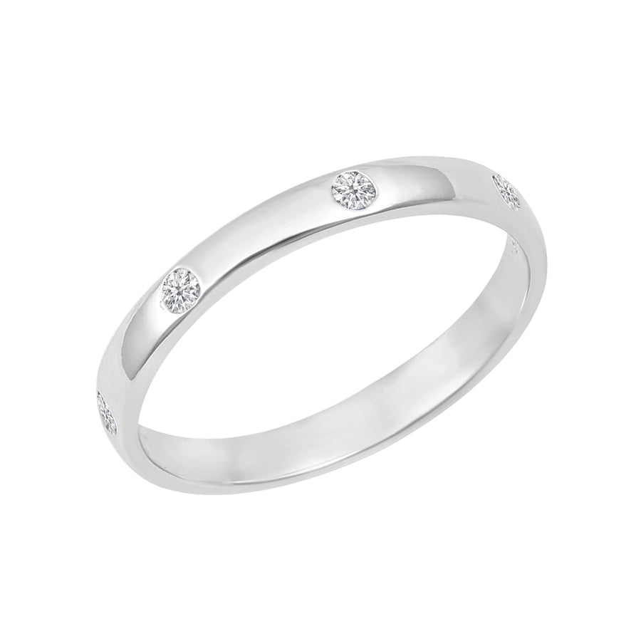 Moissanite Flush-Set Stackable Ring - Sterling Silver