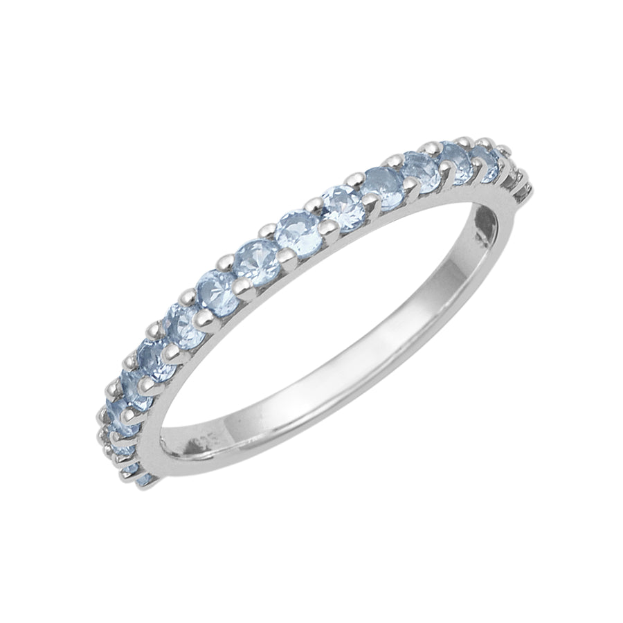 Aquamarine Half Eternity Ring - Sterling Silver