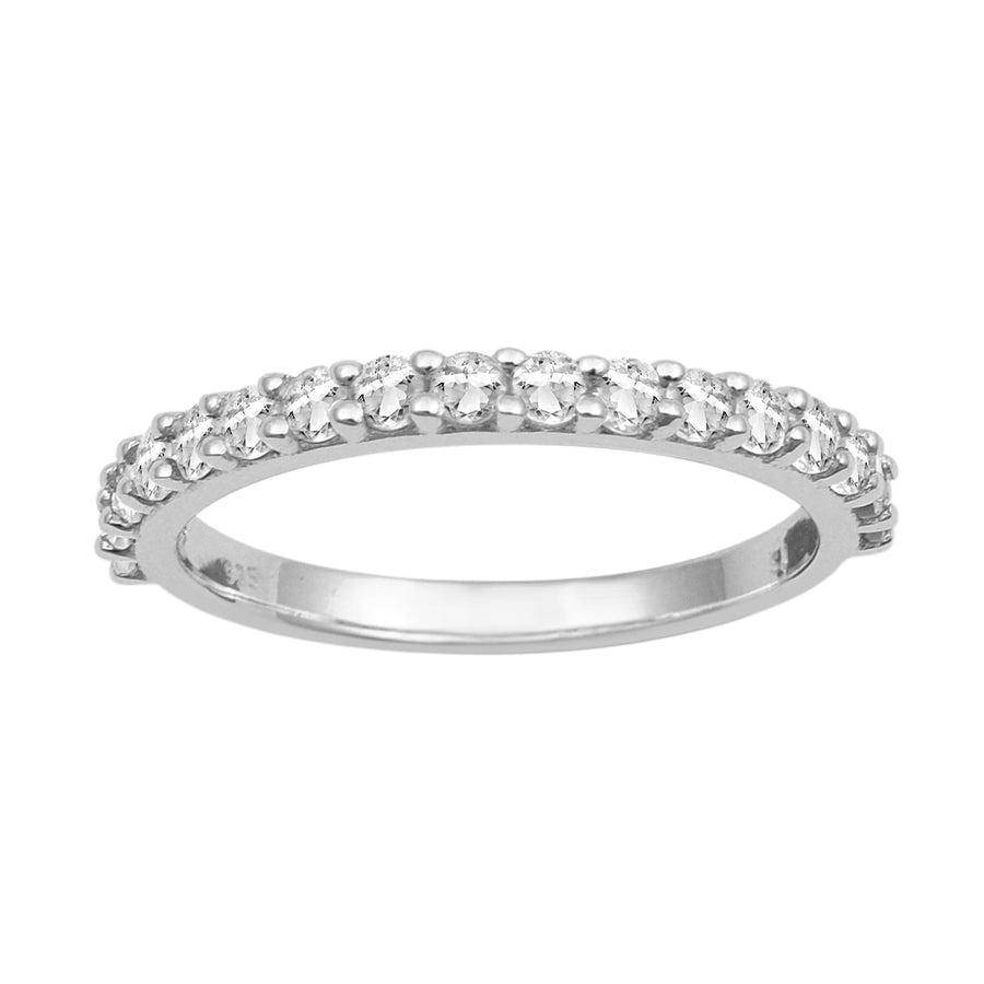 Moissanite Half Eternity Ring - Sterling Silver