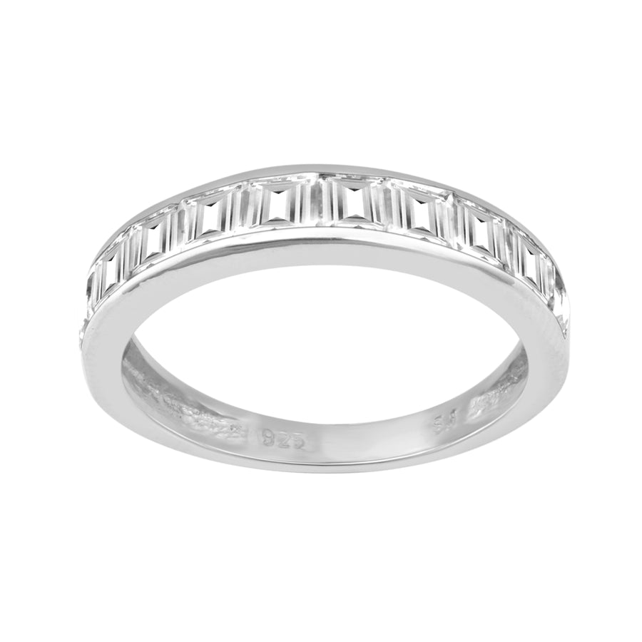 Moissanite Channel Set Eternity Ring - Sterling Silver