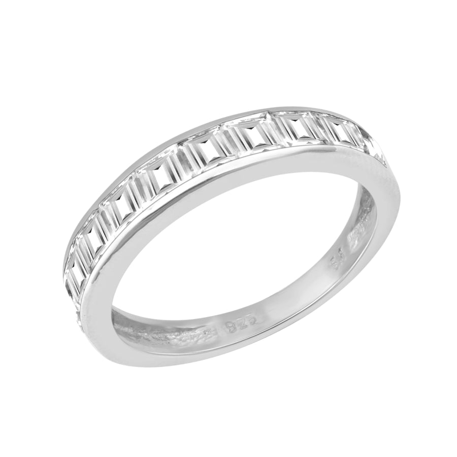 Moissanite Channel Set Eternity Ring - Sterling Silver