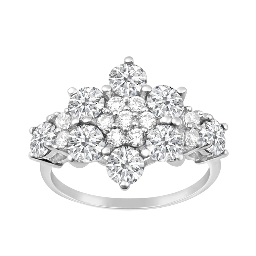 Moissanite Floral Engagement Ring - Sterling Silver