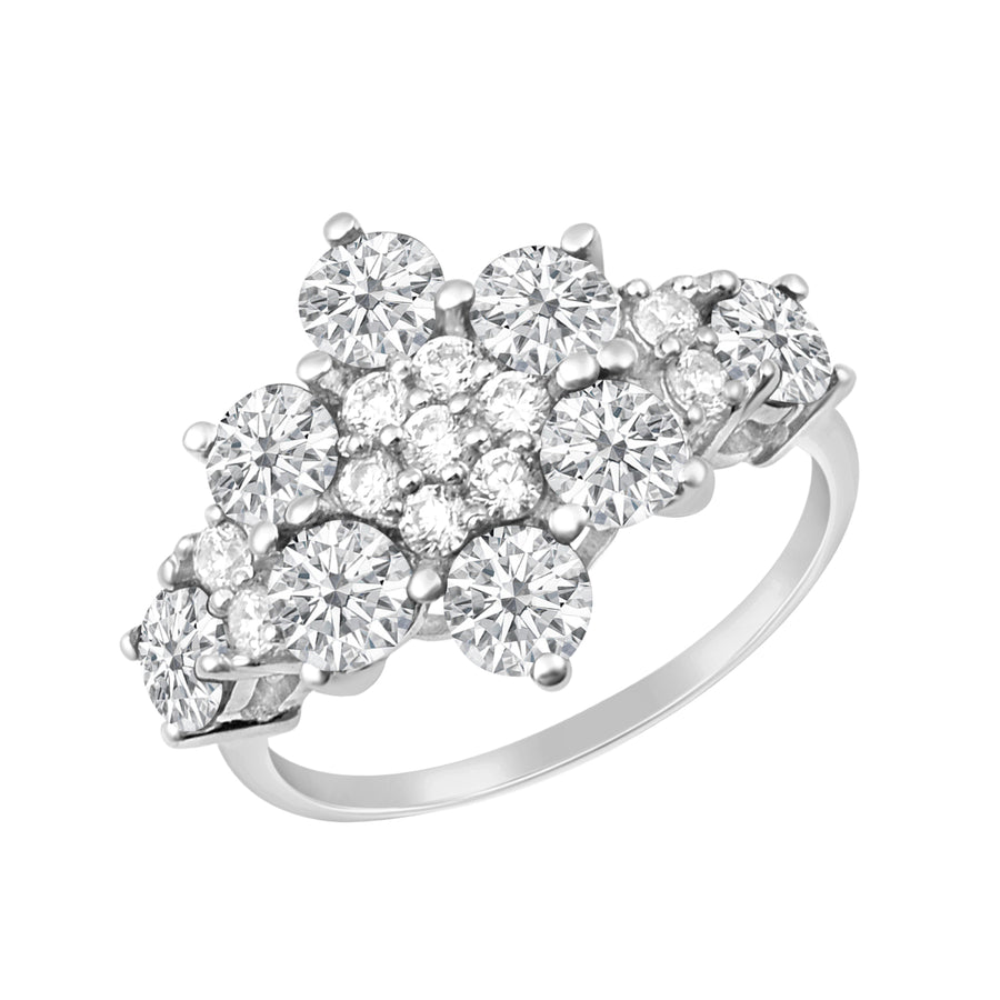 Moissanite Floral Engagement Ring - Sterling Silver