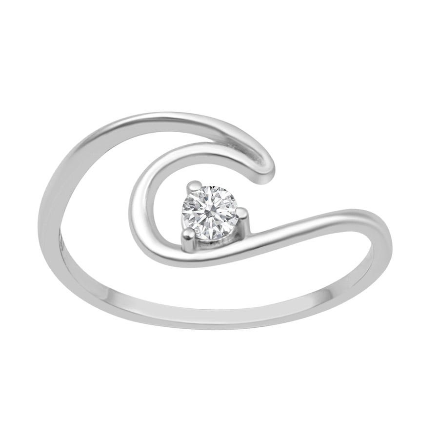 Moissanite Stackable Wave Ring -Sterling Silver