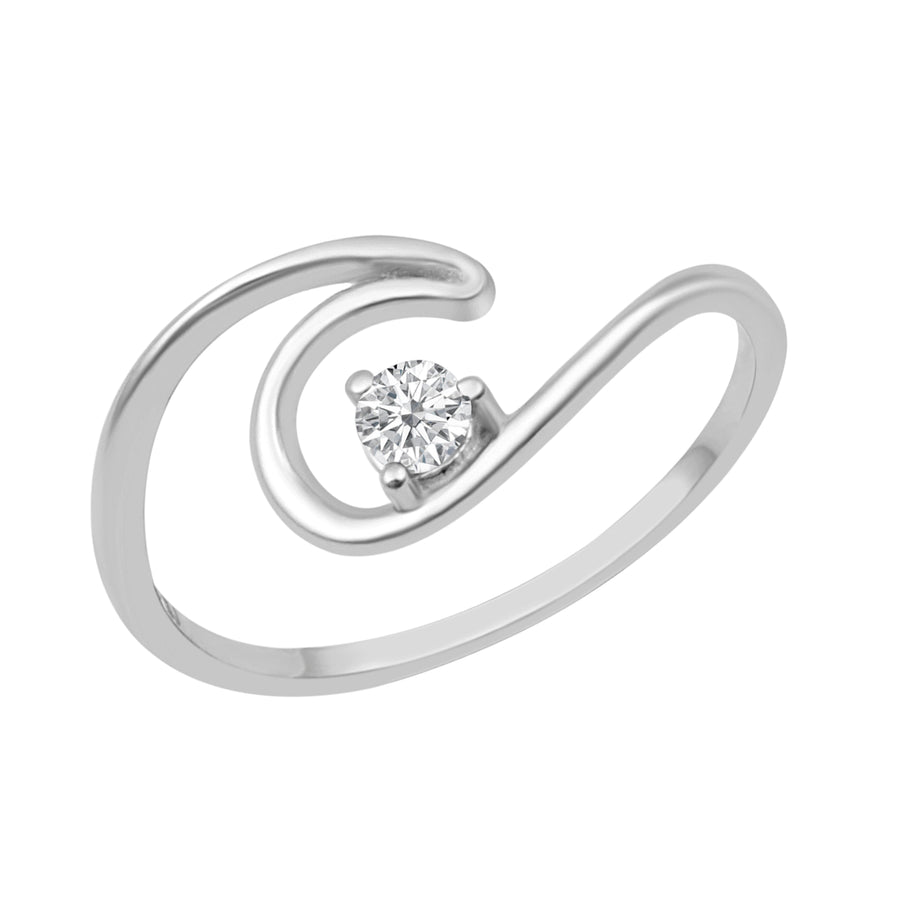 Moissanite Stackable Wave Ring -Sterling Silver