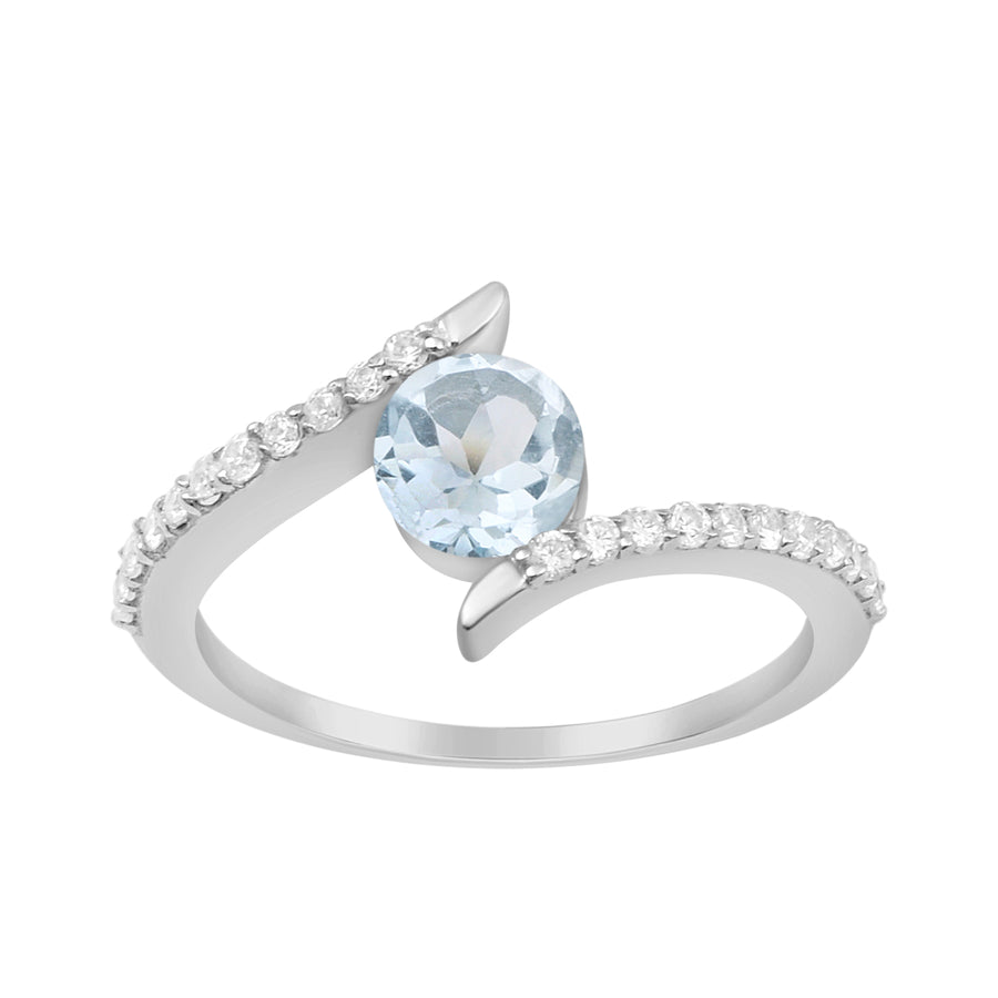 Aquamarine Bypass Ring-Sterling Silver