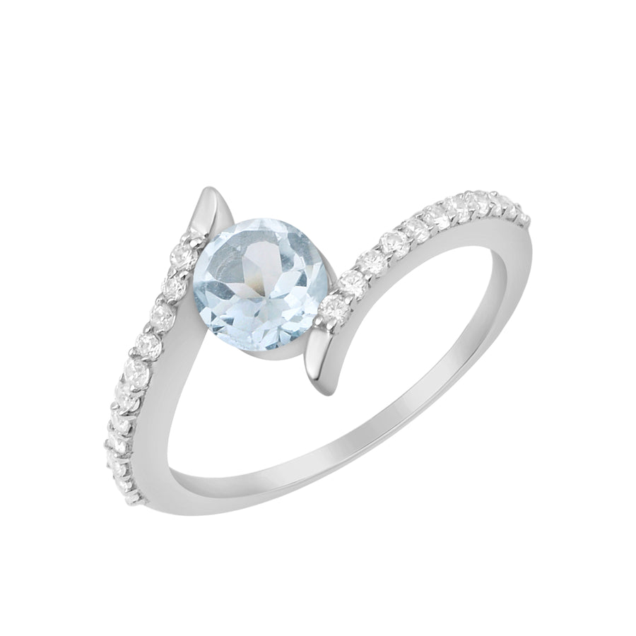 Aquamarine Bypass Ring-Sterling Silver