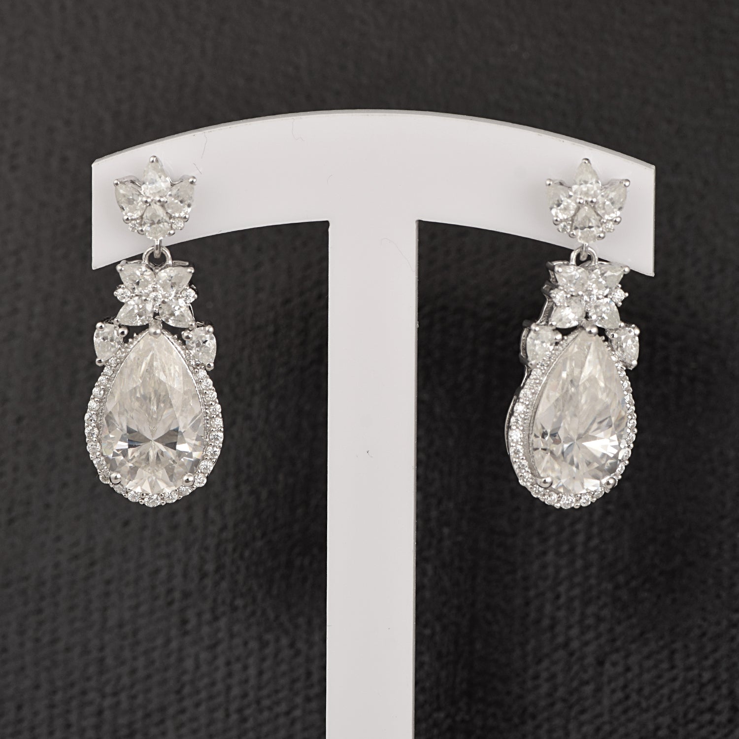 Moissanite  Elegant Floral Drop Earrings – Sterling Silver