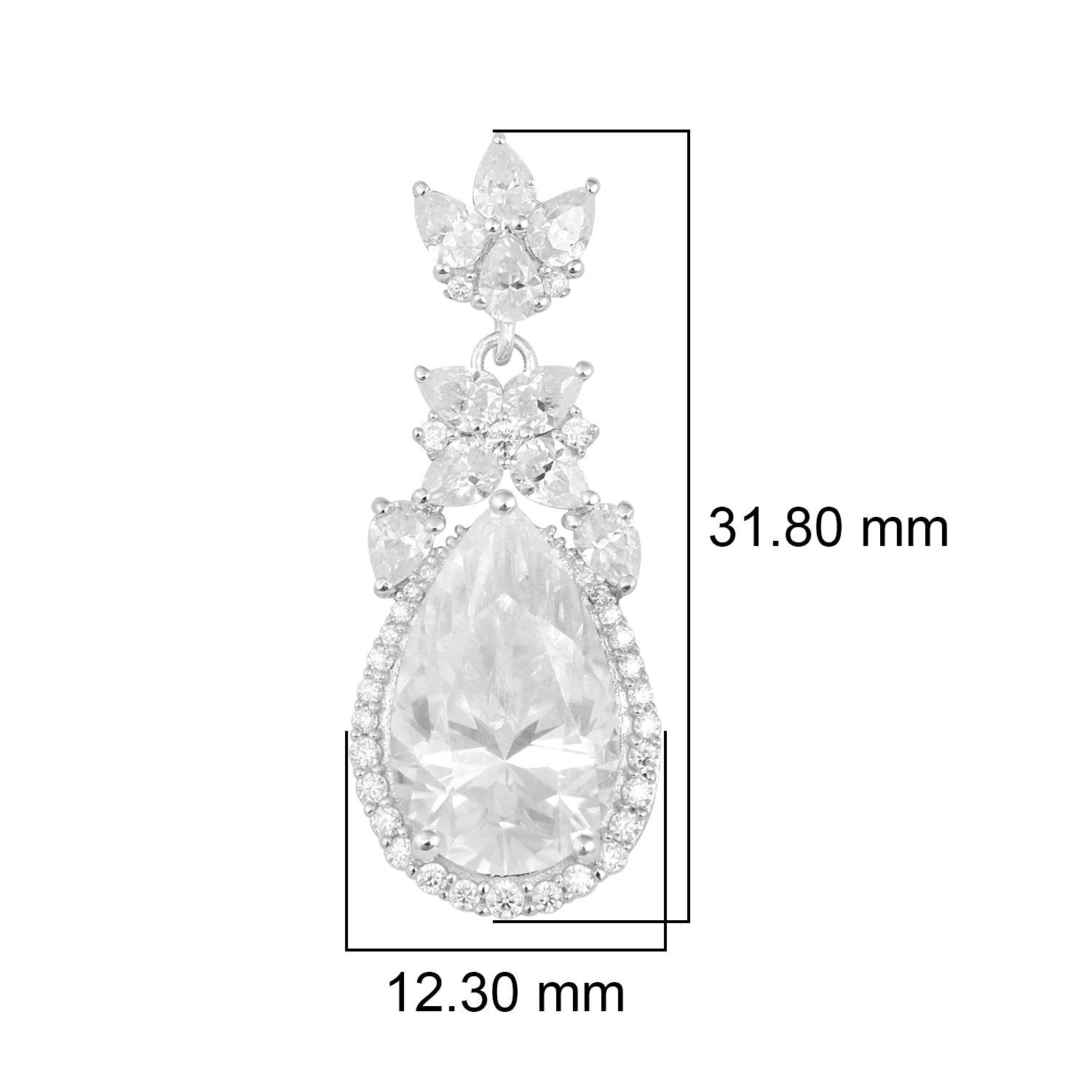 Moissanite  Elegant Floral Drop Earrings – Sterling Silver