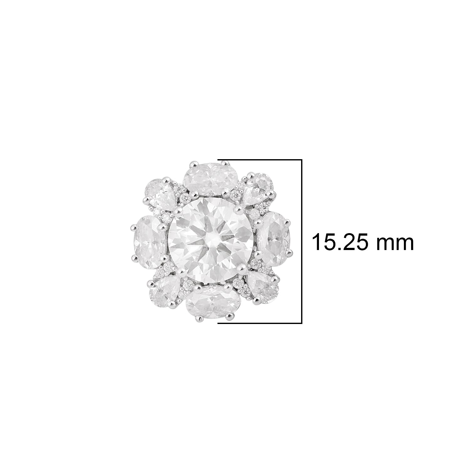 Moissanite Floral Stud Earrings - Sterling Silver