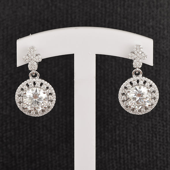 7.70Ctw Round Moissanite 925 Sterling Silver Elegant Bridal Dangle Earrings