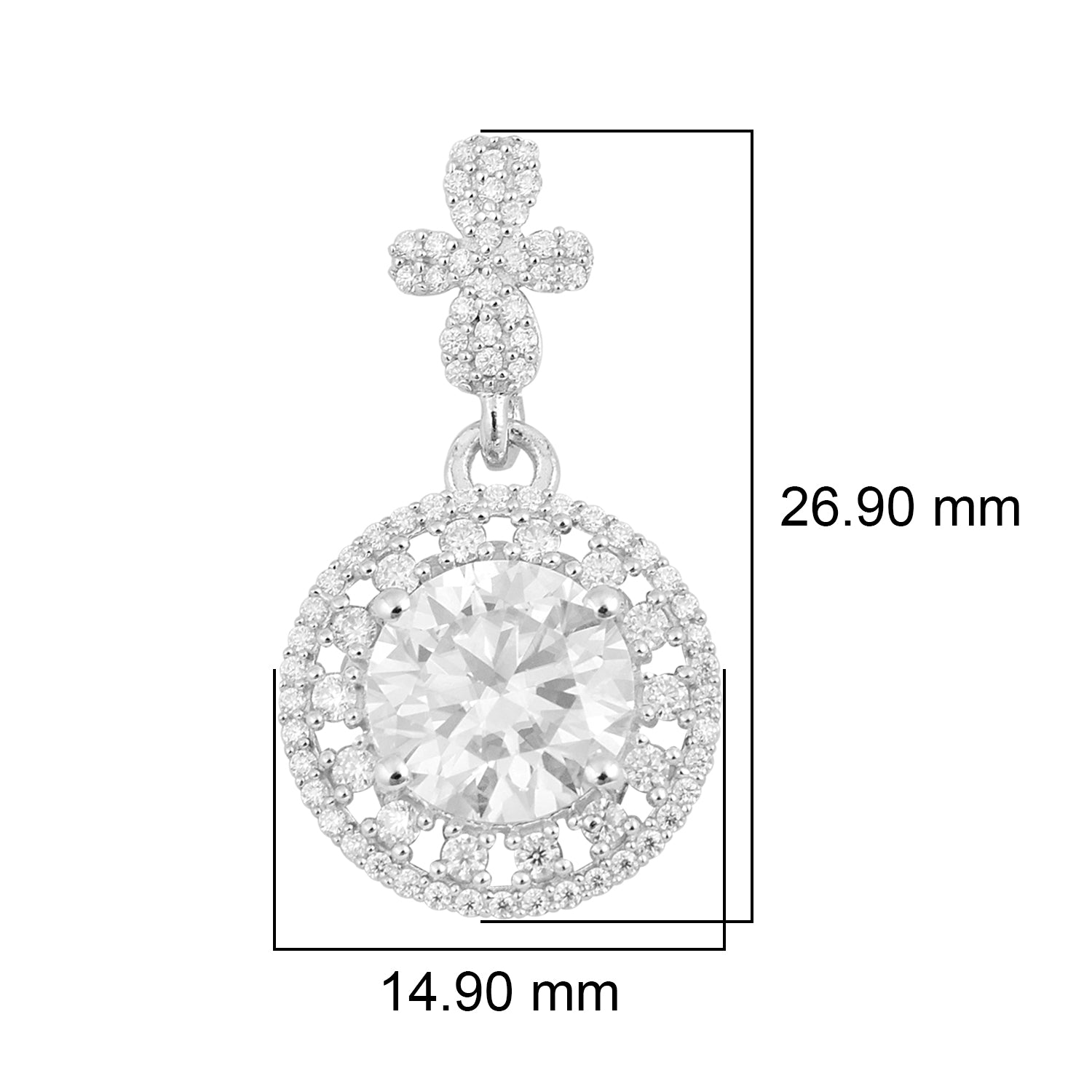 Moissanite Floral Halo Design Drop Earrings - Sterling Silver
