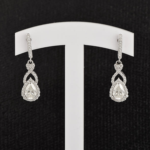 Pear Moissanite 925 Sterling Silver Leaf Design Teardrop Women Dangle Earrings