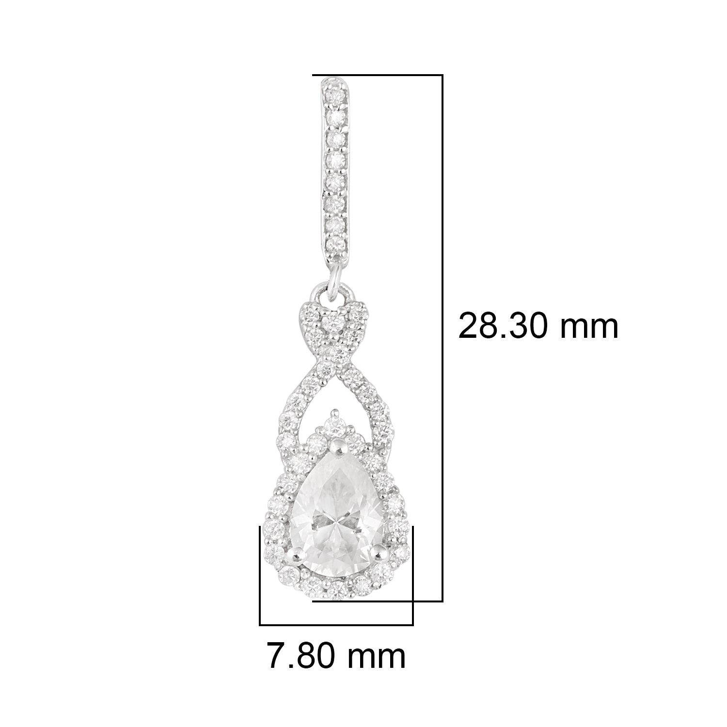 Moissanite Infinity Halo Drop Earrings –  Sterling Silver