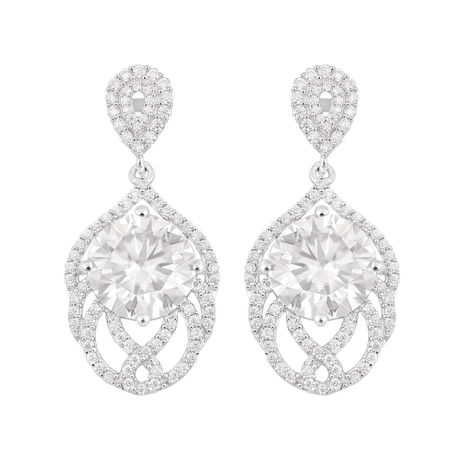 Moissanite Teardrop Dangle Earrings - Sterling Silver