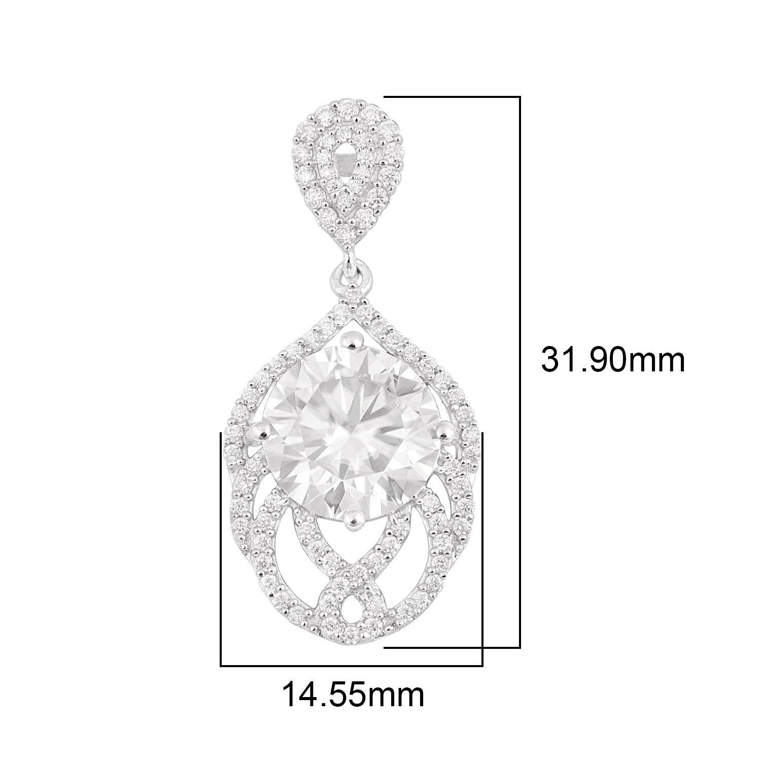 Moissanite Teardrop Dangle Earrings - Sterling Silver