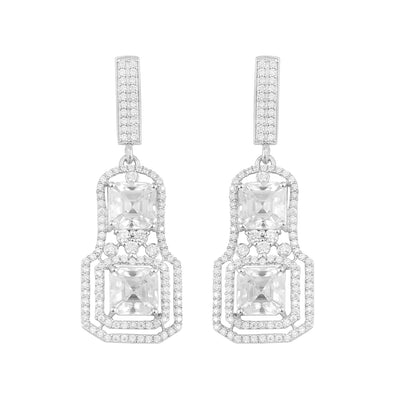 Octagon Shape Moissanite 925 Sterling Silver Chandelier Dangle Women Earrings