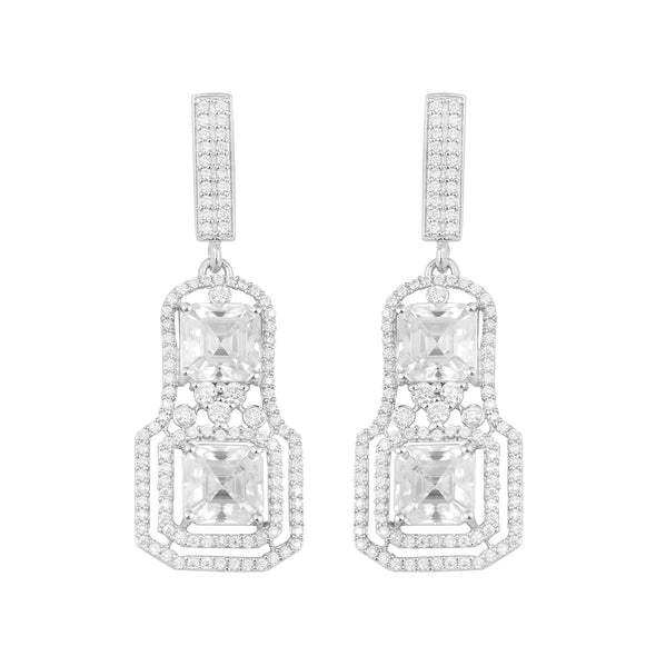 Octagon Shape Moissanite 925 Sterling Silver Chandelier Dangle Women Earrings