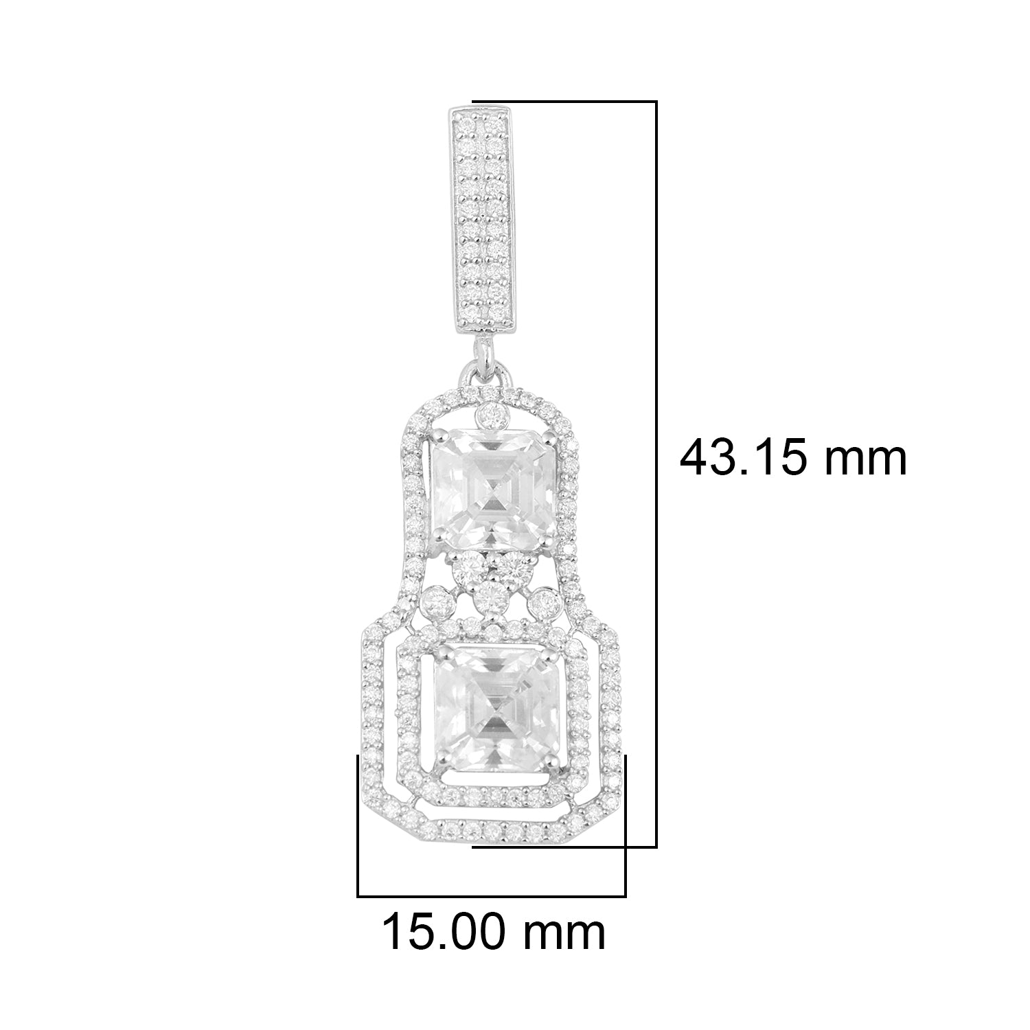 Moissanite Geometric Drop Earrings - Sterling Silver