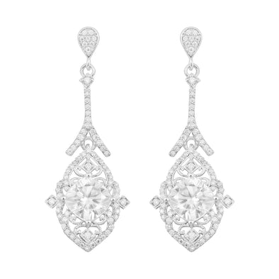 Cushion Shape Moissanite 925 Sterling Silver Chandelier Dangle Women Earrings