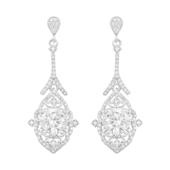 Cushion Shape Moissanite 925 Sterling Silver Chandelier Dangle Women Earrings