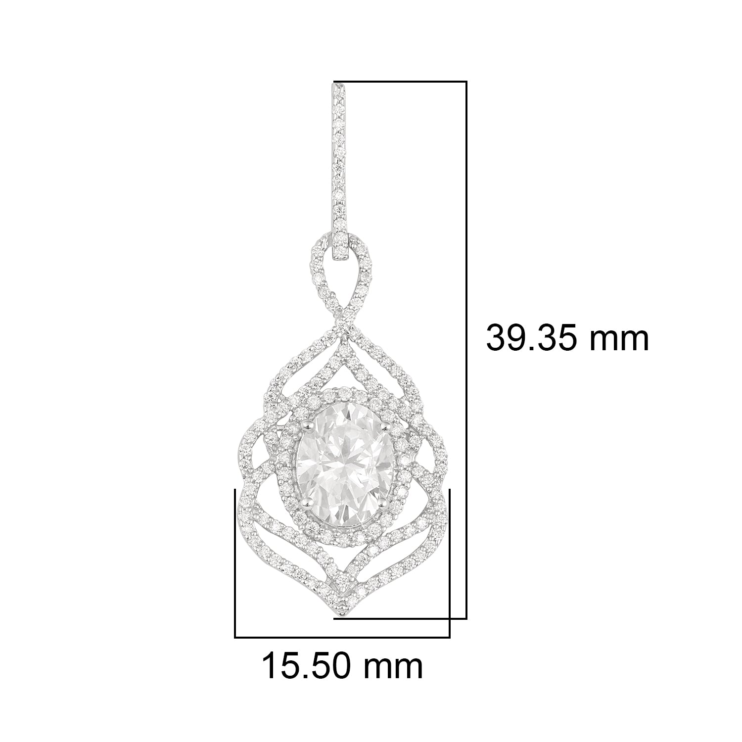 Moissanite Filigree Design Earring - Sterling Silver