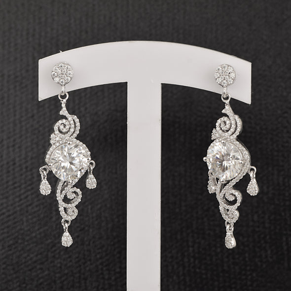 8.75 Ctw Round Moissanite 925 Sterling Silver Dangle Drop Chandelier Earrings