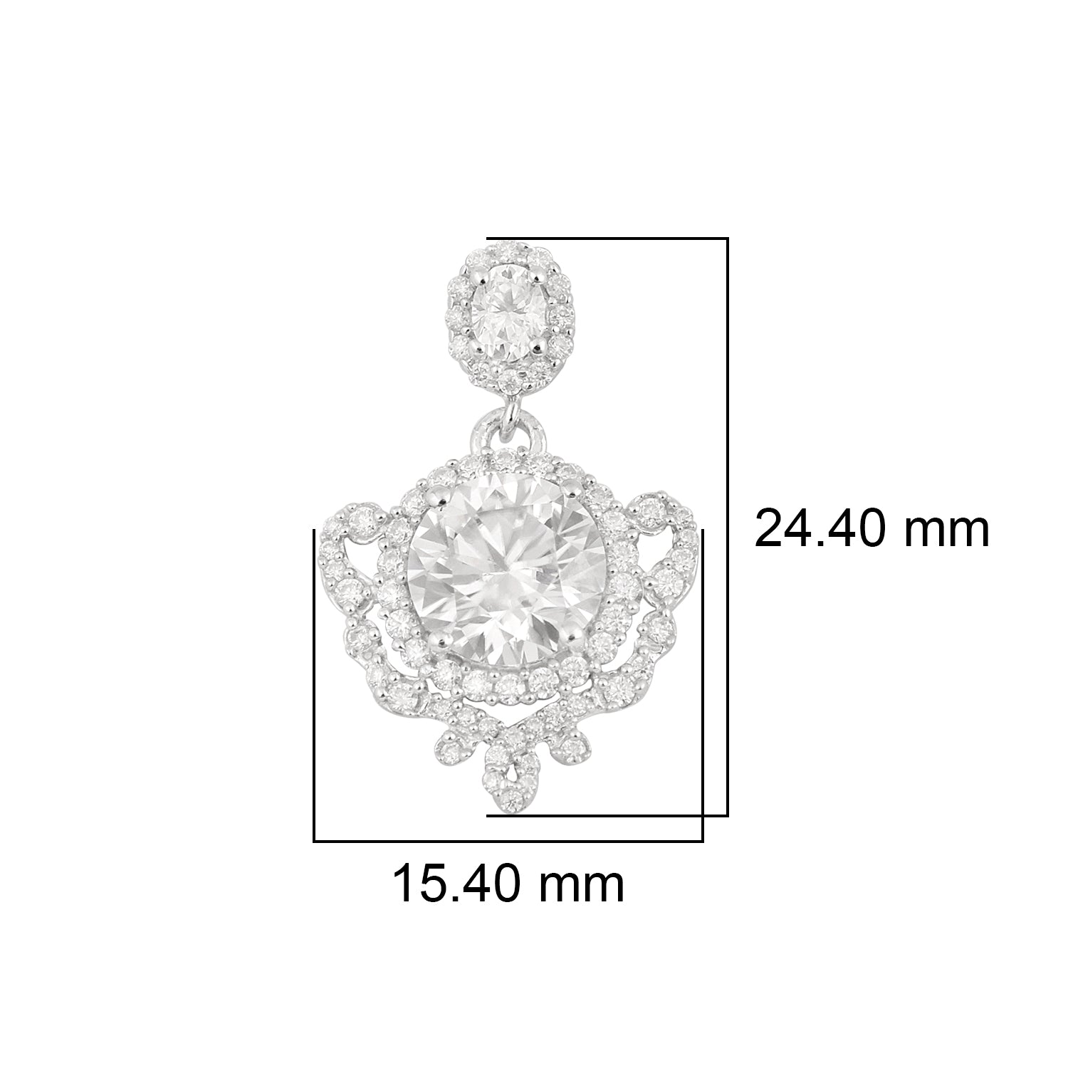 Moissanite Round Vintage Scroll Design Earring - Sterling Silver