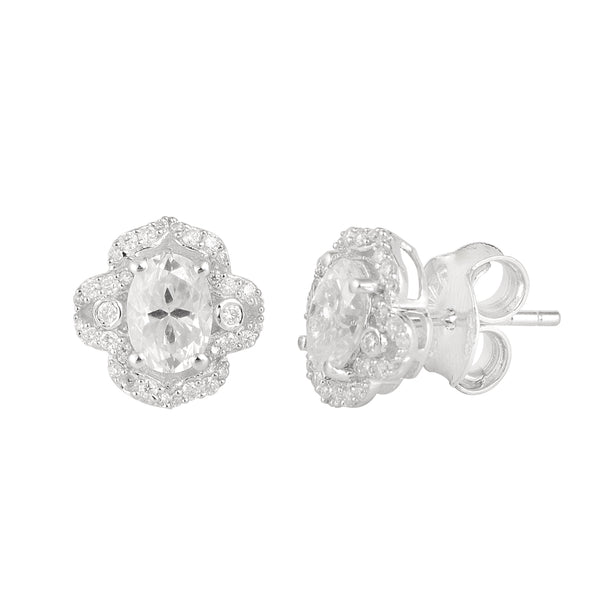 Oval Shape Moissanite 925 Sterling Silver Solitaire Accents Women Stud Earrings