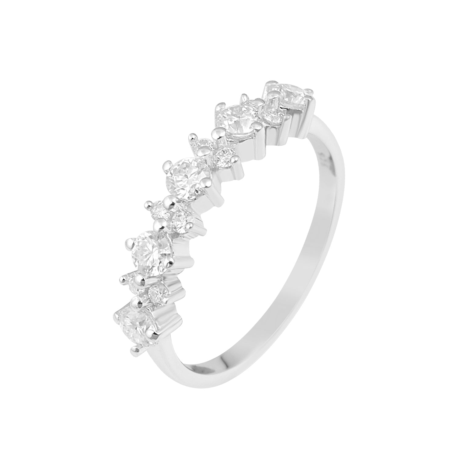 Moissanite Modern Graduated Eternity Band Ring – Sterling Silver