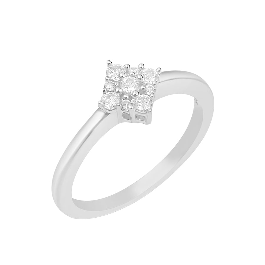 Moissanite Petite Elegant Cluster Ring – Sterling Silver