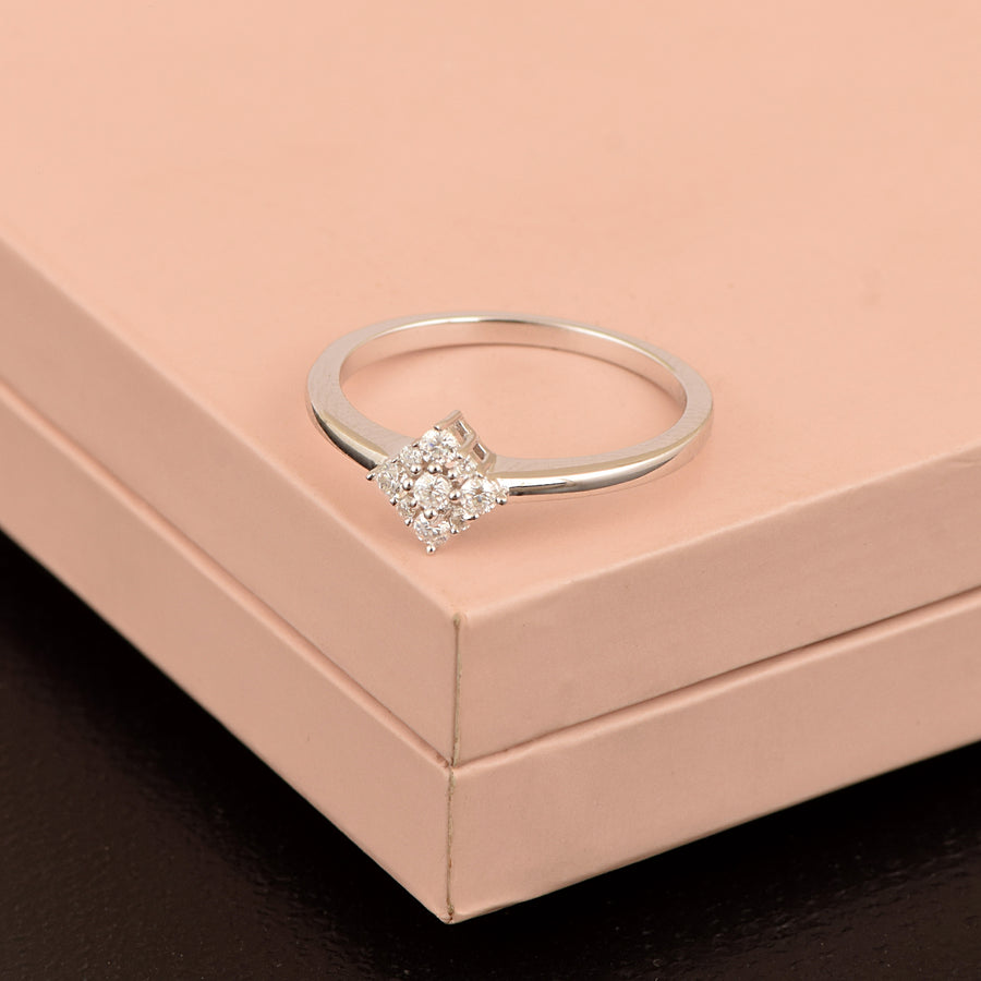 Moissanite Petite Elegant Cluster Ring – Sterling Silver