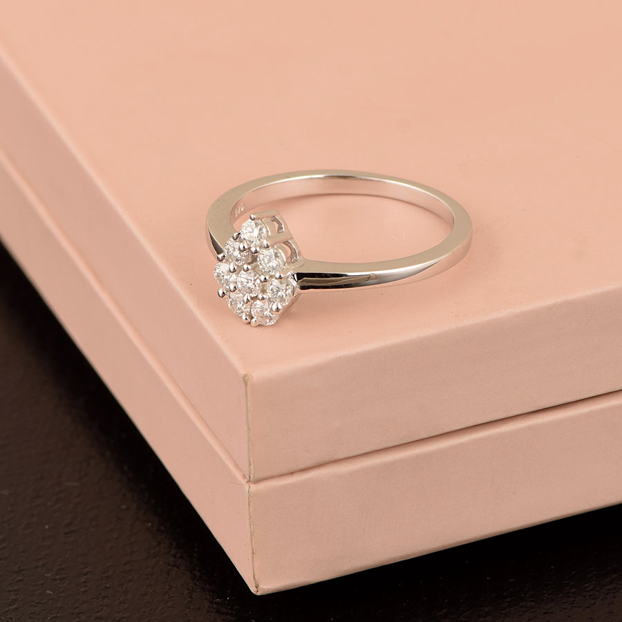 Moissanite Delicate Floral Ring – Sterling Silver