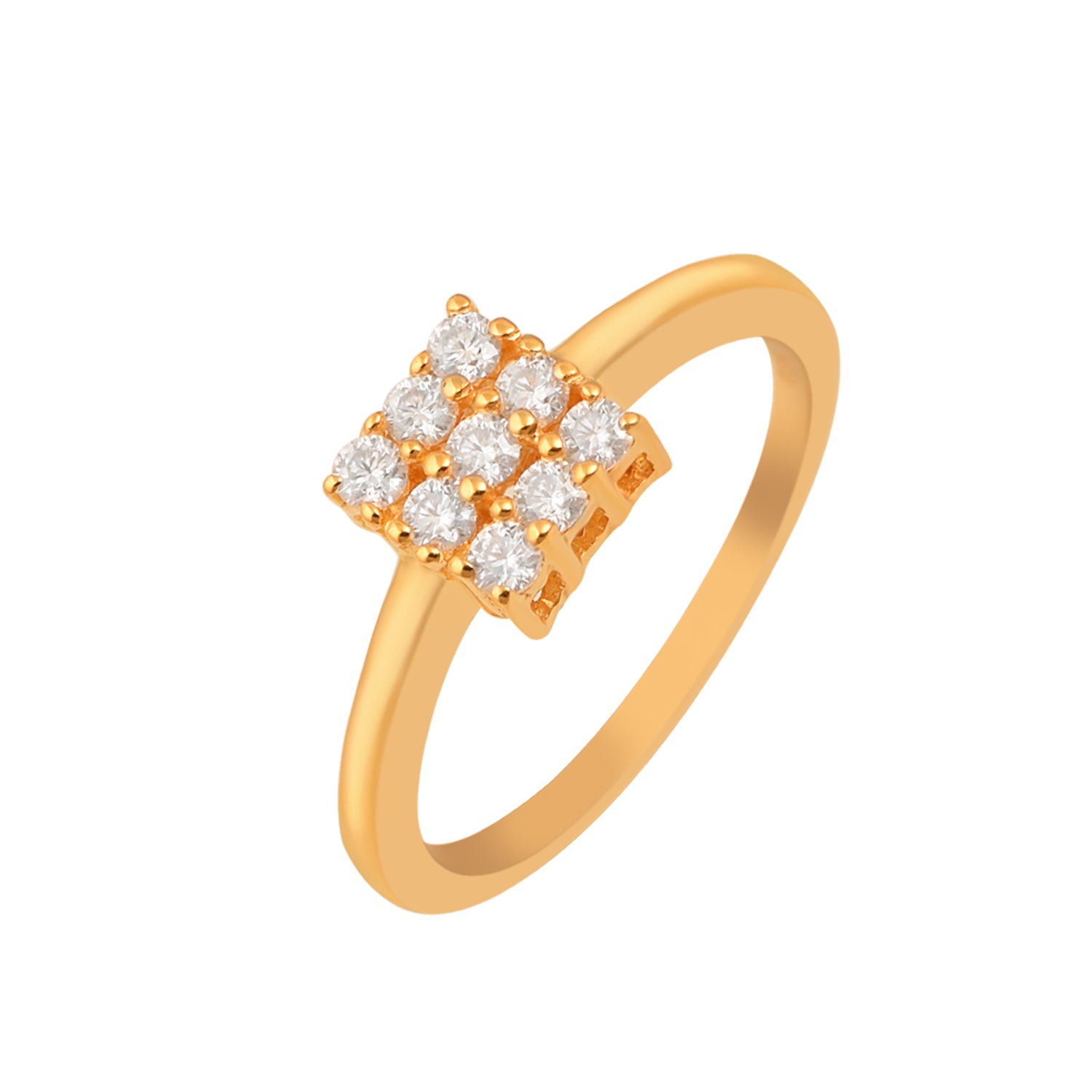 Moissanite Three-Row Geometric Cluster Ring – Sterling Silver