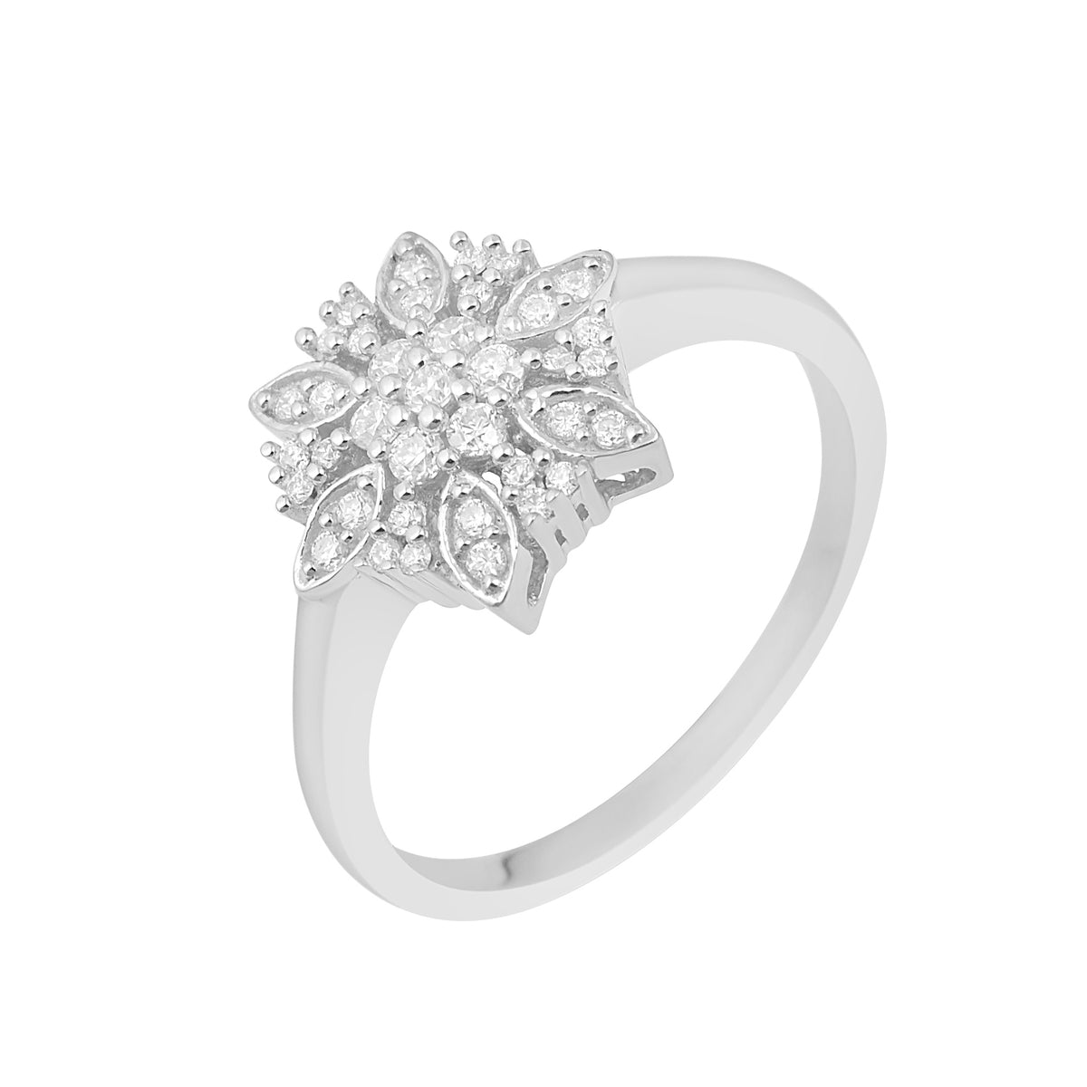 Moissanite Floral Vintage Inspired Bloom Ring – Sterling Silver