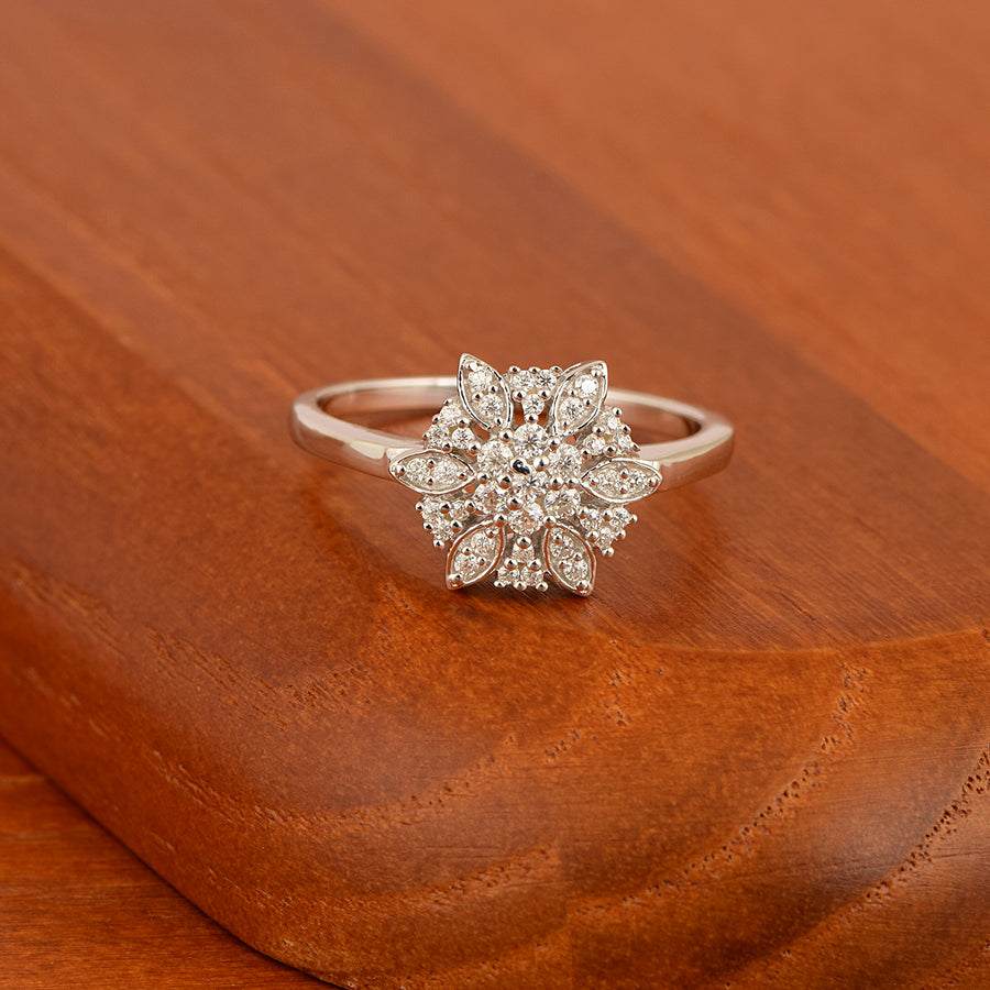 Moissanite Floral Vintage Inspired Bloom Ring – Sterling Silver